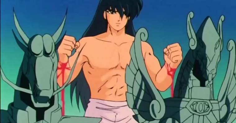 Shiryu dando sangue armaduras